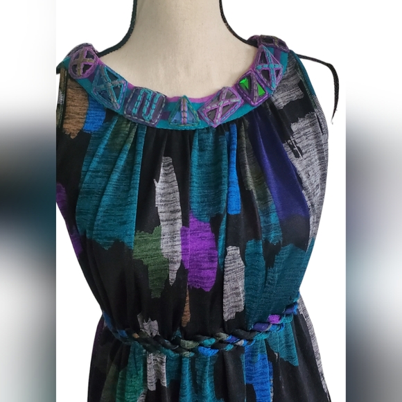 Anthropologie Ranna Gill Multi Color Beaded Braided Belt Dress XS - Picture 2 of 8